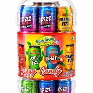 Boom Boom Fizzy Candy Jar | Assorted Soda Pop Candy | Lemon, Orange, Litchi & Strawberry Flavours